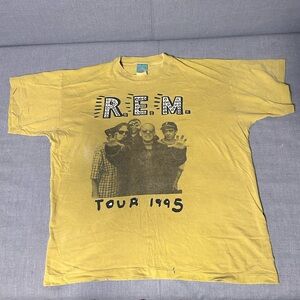 R.E.M. Tour 1995 Men’s T-Shirt XL Yellow Green